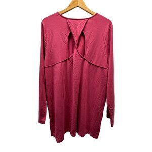 J Jill Fit Twist Back Tunic Womens XL Magenta Pink Long Sleeve Shirt
